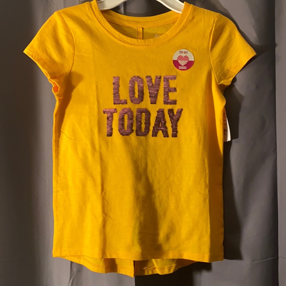 Yellow T Shirt with two way Sequins